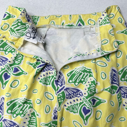 Lilly Pulitzer Skirt Womens 10 Cotton Butterfly Yellow Golf Barbie Preppy *Flaw