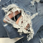 Judy Blue Jeans Womens 7 28 Skinny Blue Stretch Denim Crochet Distressed Grunge