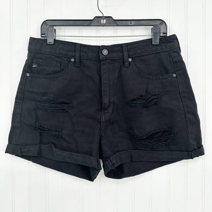 Kancan Shorts Womens Large High Rise Cuffed Black Jean Denim Distress Grunge EUC