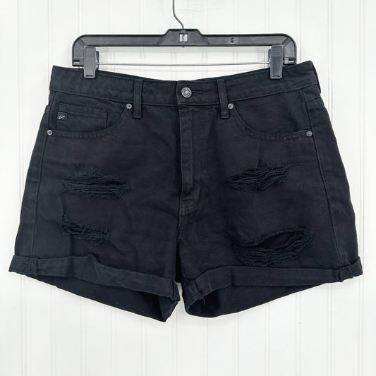 Kancan Shorts Womens Large High Rise Cuffed Black Jean Denim Distress Grunge EUC