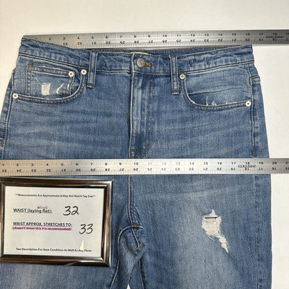 Madewell Jeans Womens 29 High Rise Slim BoyJean Blue Denim Distressed Grunge