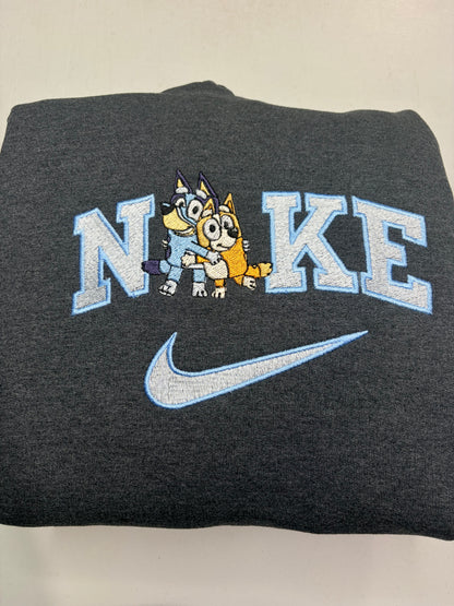 Nike Bluey Bingo Sweatshirt Embroidered ADULT Hoodie / Crewneck Unisex Best Friend Dog Sisters Cartoon Gift