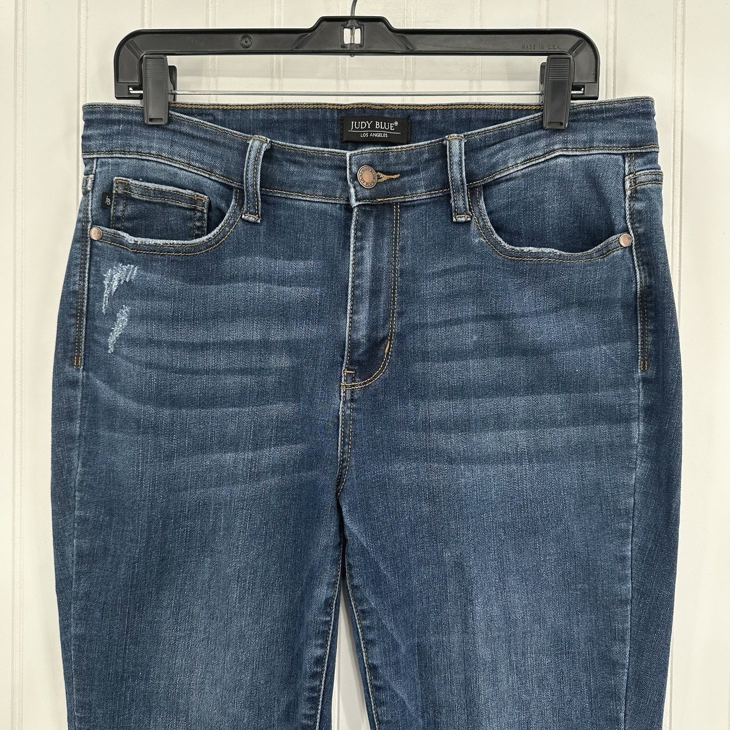 Judy Blue Jeans Womens 13 31 Relaxed Fit Blue Stretch Denim Dark Wash Distressed