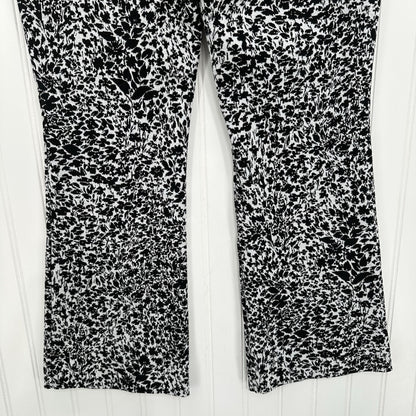 Maeve Pants Womens XSP Margot Kick Flare Crop Black Floral Knit Anthropologie