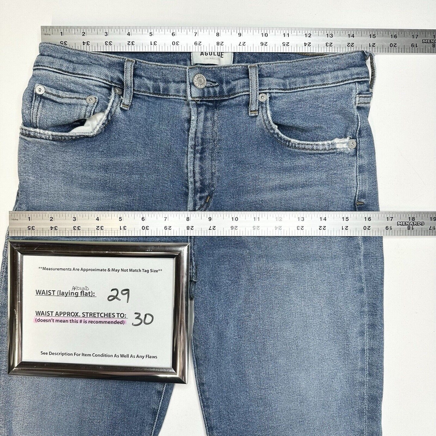 AGOLDE Jeans Women 28 Toni Midrise Skinny Blue Stretch Denim Distress Light Wash