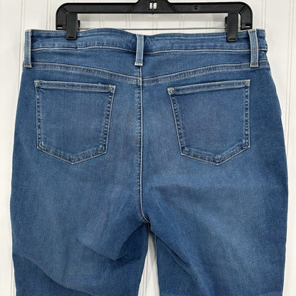 Chicos Jeans 2 US 12 So Slimming Girlfriend Slim Leg Crop Blue Fray Distressed