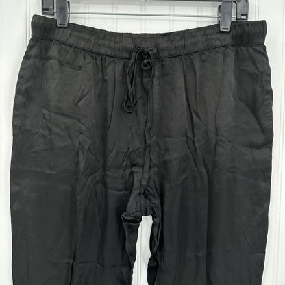 Enza Costa Pants 3 Womens Large Jogger Rayon Satin Black Pull On Ankle EUC