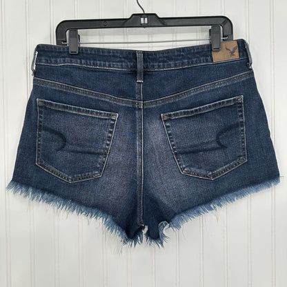 American Eagle Shorts 12 Vintage Hi Rise Festival Shortie Blue Denim Fringe Fray