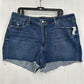 Old Navy Shorts Womens 18 OG Straight High Rise Blue Stretch Denim Jean Fray NEW