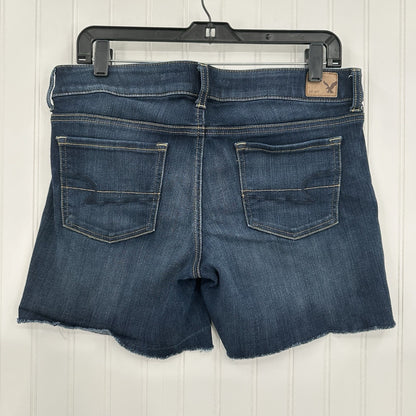 American Eagle Shorts Womens 12 Midi Blue Jean Denim Super Stretch Cut Off Fray