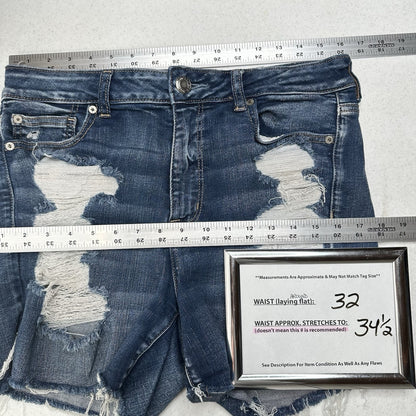 American Eagle Shorts Women 14 Hi Rise Shortie Next Level Blue Jean Denim Grunge