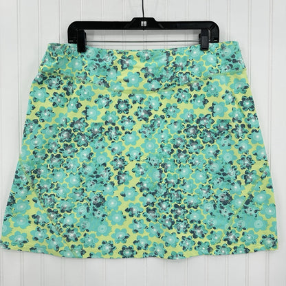 Title Nine Skirt Womens XL Diamalete Green Mint Floral Zip Pockets Golf EUC