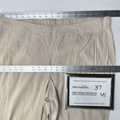 J Jill Pants Women XL Linen Blend Beige Tapered Ankle Coastal Beach Minimal NEW