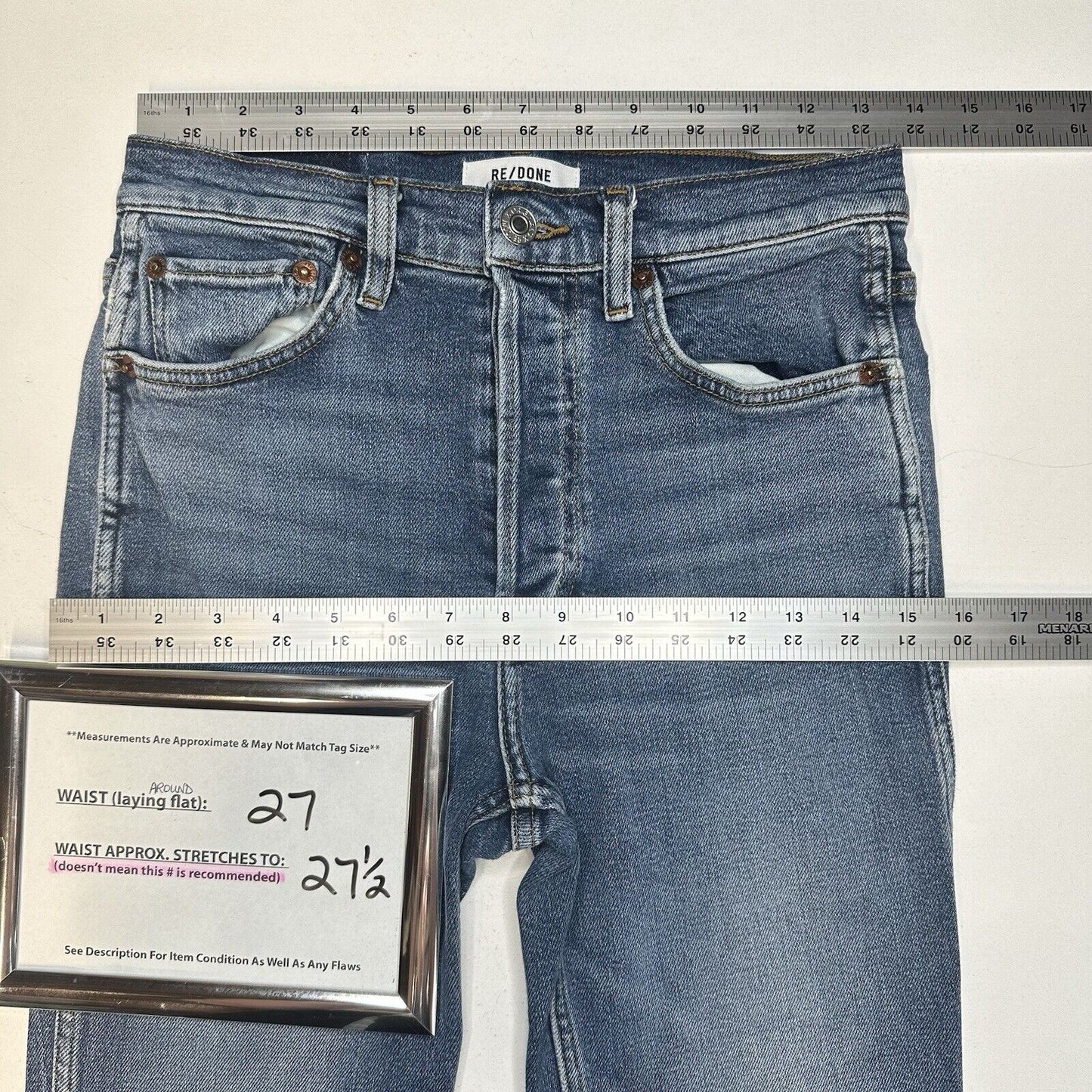 REDONE Jeans Womens 26 80s Slim Straight Blue Denim High Rise Button Fly 90s
