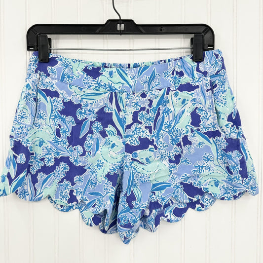 Lilly Pulitzer Shorts Womens M Dahlia Koala Scallop Hem Blue Coastal Barbie