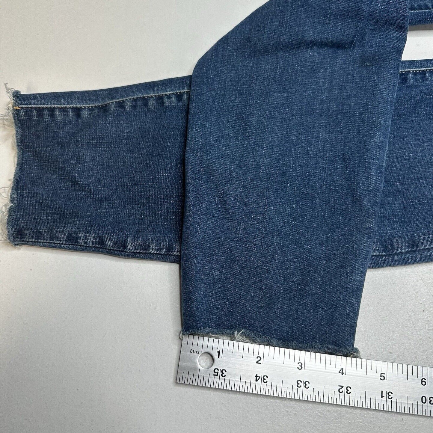 Good American Jeans Womens 8 29 Good Waist Crop Skinny Ankle Blue Denim Fray
