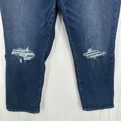 American Eagle Jeans Womens 20 Artist Crop Super Stretch Blue Denim Distress EUC