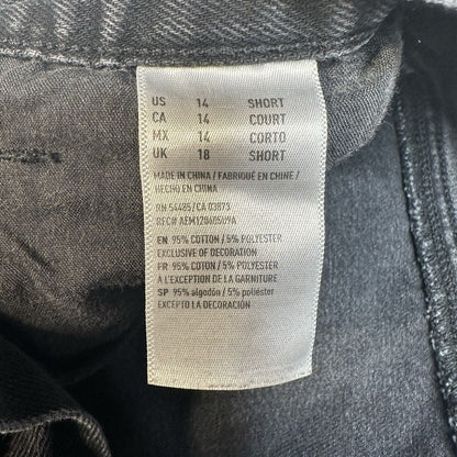 American Eagle Jeans Womens 14 Short Mom High Rise Faded Black Denim Distressed