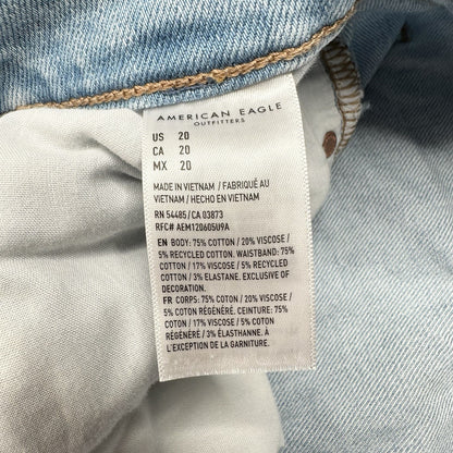 American Eagle Shorts 20 90s Boyfriend Bermuda Blue Denim Distressed Grunge