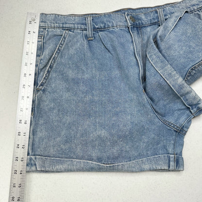 American Eagle Shorts 12 Mom High Rise Denim Blue Jean Cuffed Short Light Wash