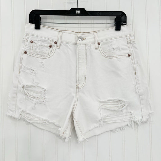 American Eagle Shorts 10 90s Boyfriend High Rise White Denim Distress Grunge EUC