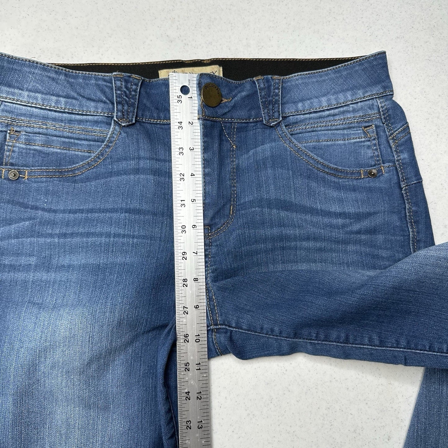 Democracy Jeans Womens 10 Skinny Ab Solution Blue Stretch Denim Tummy Control