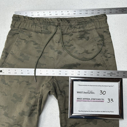 Bevy Flog Pants Womens 29 Shely Green Camoflauge Drawstring Travel Casual EUC