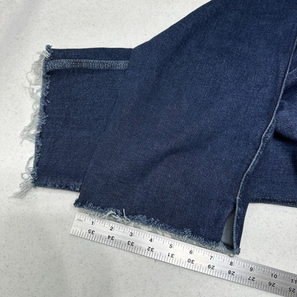 Judy Blue Jeans Womens 22W Cropped Straight Blue Denim Dark Fray Split Hem EUC