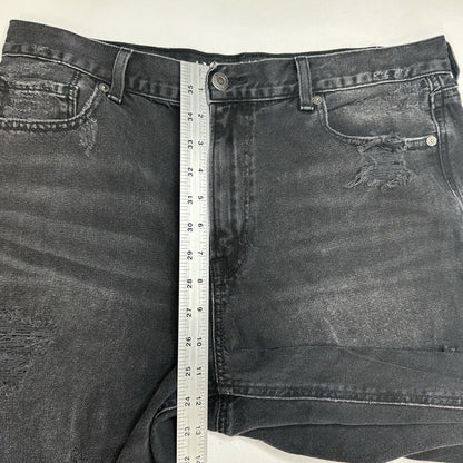 American Eagle Jeans Womens 14 Short Mom High Rise Faded Black Denim Distressed