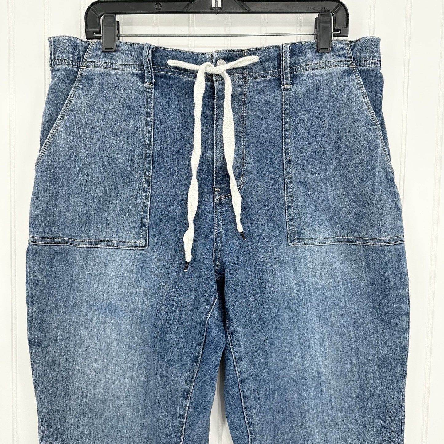 Judy Blue Jeans Womens 14W High Waist Jogger Blue Stretch Denim Elastic Waist