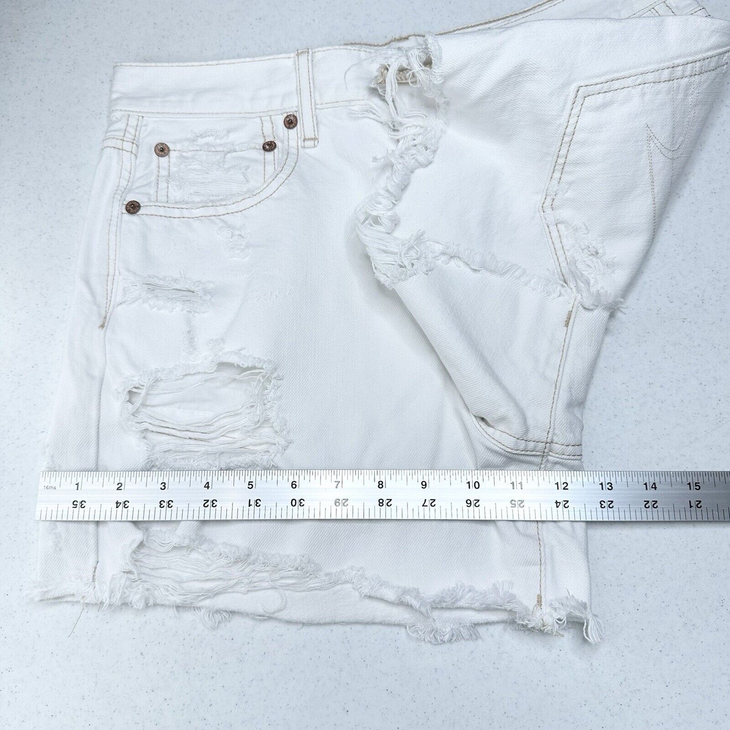 American Eagle Shorts 10 90s Boyfriend High Rise White Denim Distress Grunge EUC