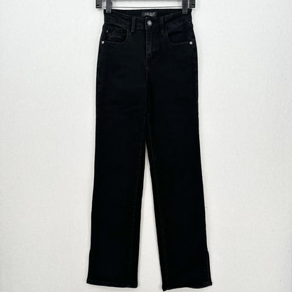 Judy Blue Jeans Womens 0 24 Straight Leg Black Stretch Denim Split Hems EUC