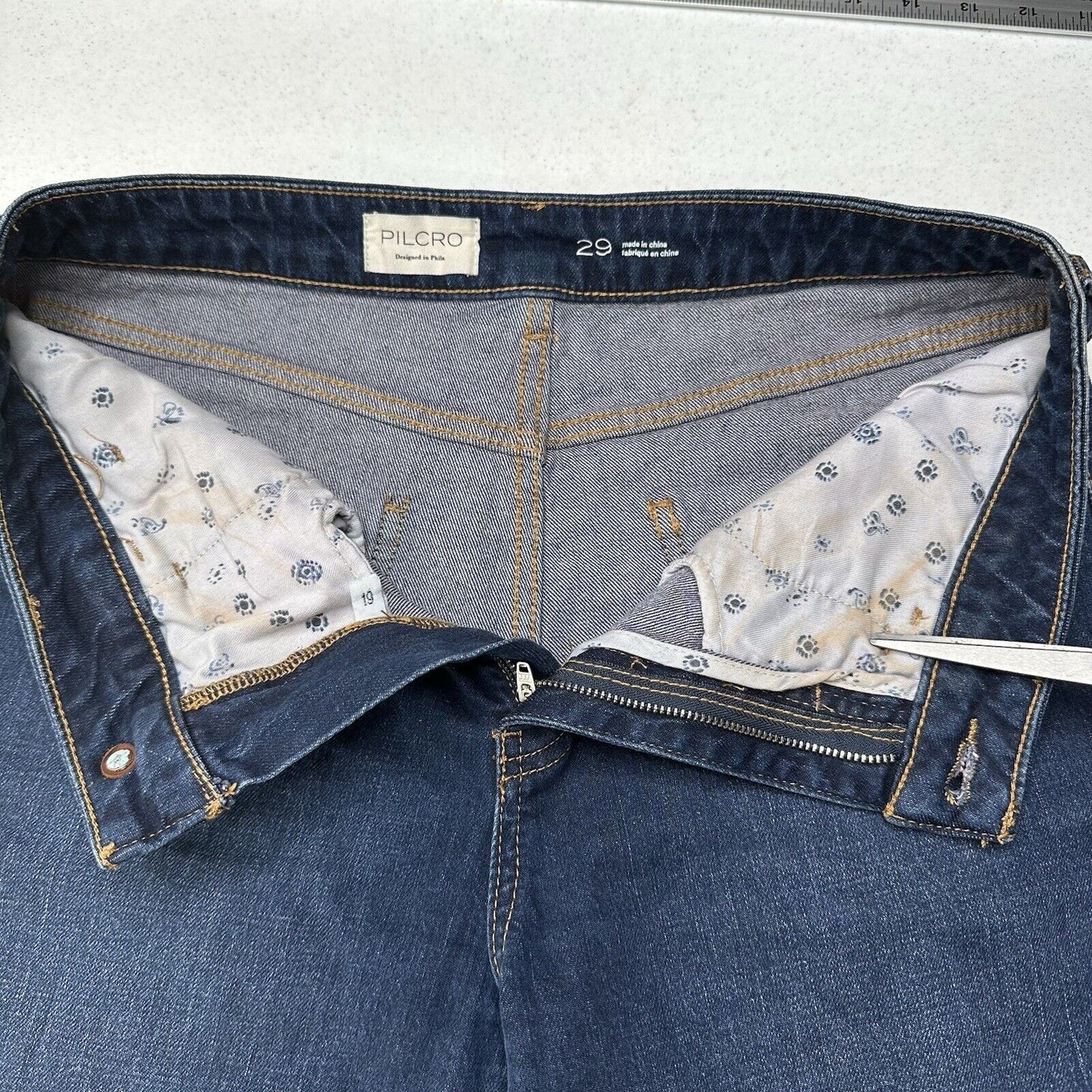 PILCRO Shorts Womens 29 Bermuda High Rise Blue Jean Denim Fray Anthropologie