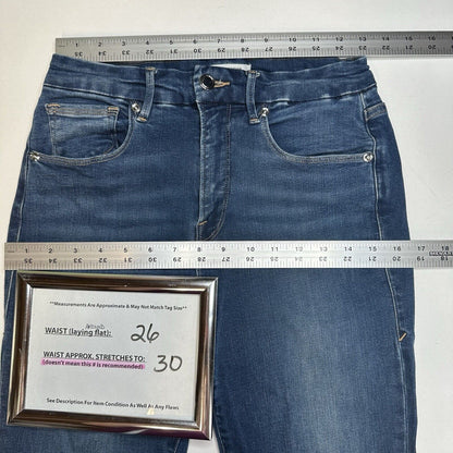 Good American Jeans Womens 8 29 Good Waist Crop Skinny Ankle Blue Denim Fray