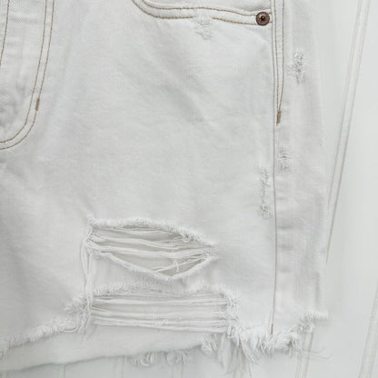 American Eagle Shorts 10 90s Boyfriend High Rise White Denim Distress Grunge EUC