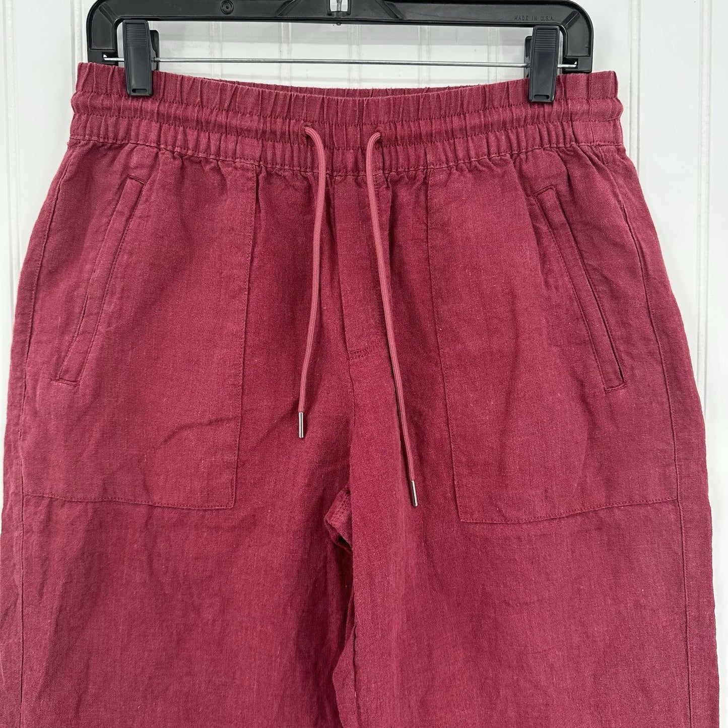 Athleta Pants Womens 6P Retreat Linen Wide Leg Maroon Coastal Beach Lagenlook