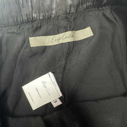 Enza Costa Pants 3 Womens Large Jogger Rayon Satin Black Pull On Ankle EUC