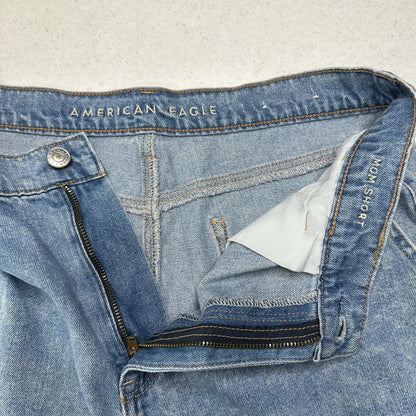 American Eagle Shorts 12 Mom High Rise Denim Blue Jean Cuffed Short Light Wash