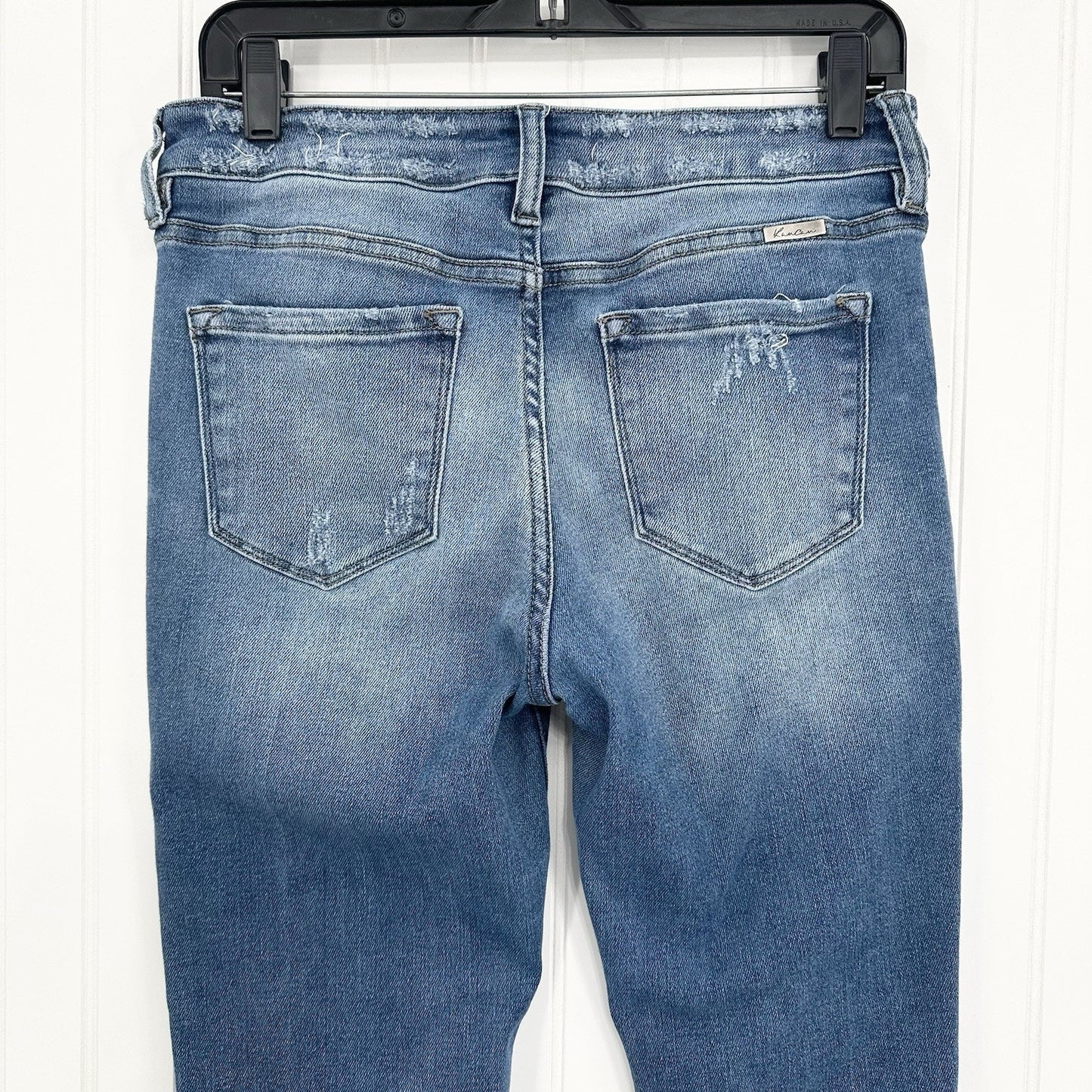 Kancan Jeans Womens 9 28 High Rise Flare Blue Denim Distressed Festival Cowboy