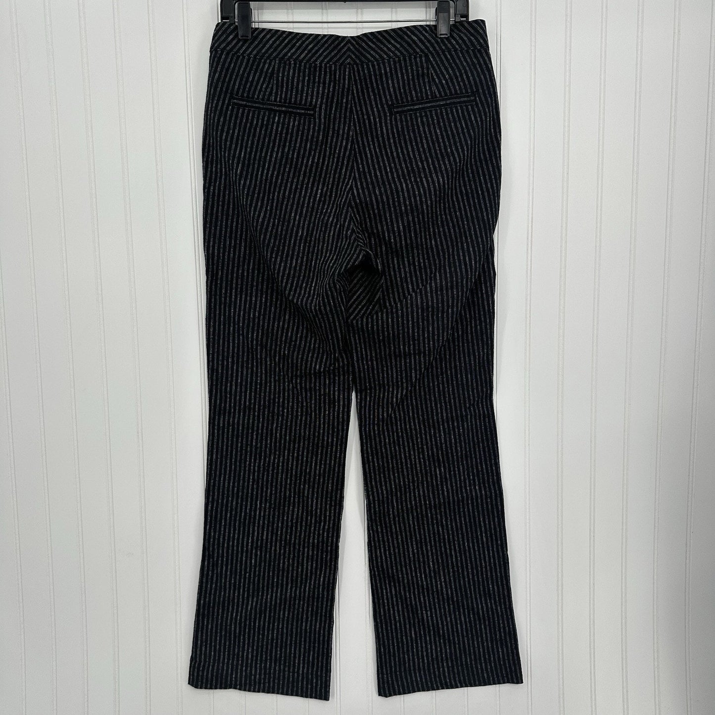 Sundance Pants Womens 6 Black Pinstripe Linen Cotton Coastal Contemporary