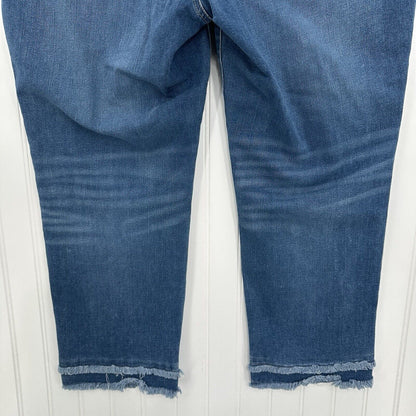 Chicos Jeans 2 US 12 So Slimming Girlfriend Slim Leg Crop Blue Fray Distressed