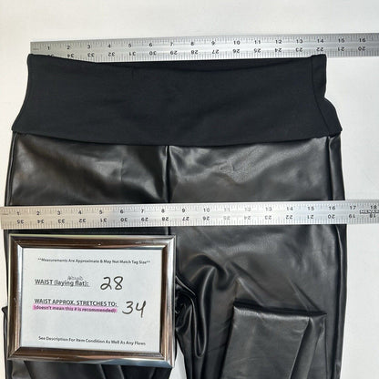 Spanx Leggings Womens Large Black Faux Leather Assets Pull On Pants Slimming EUC