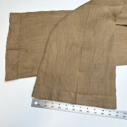 Vince Pants Womens 10 Linen Brown Wide Flare Trouser Relaxed Coastal Beach *Flaw