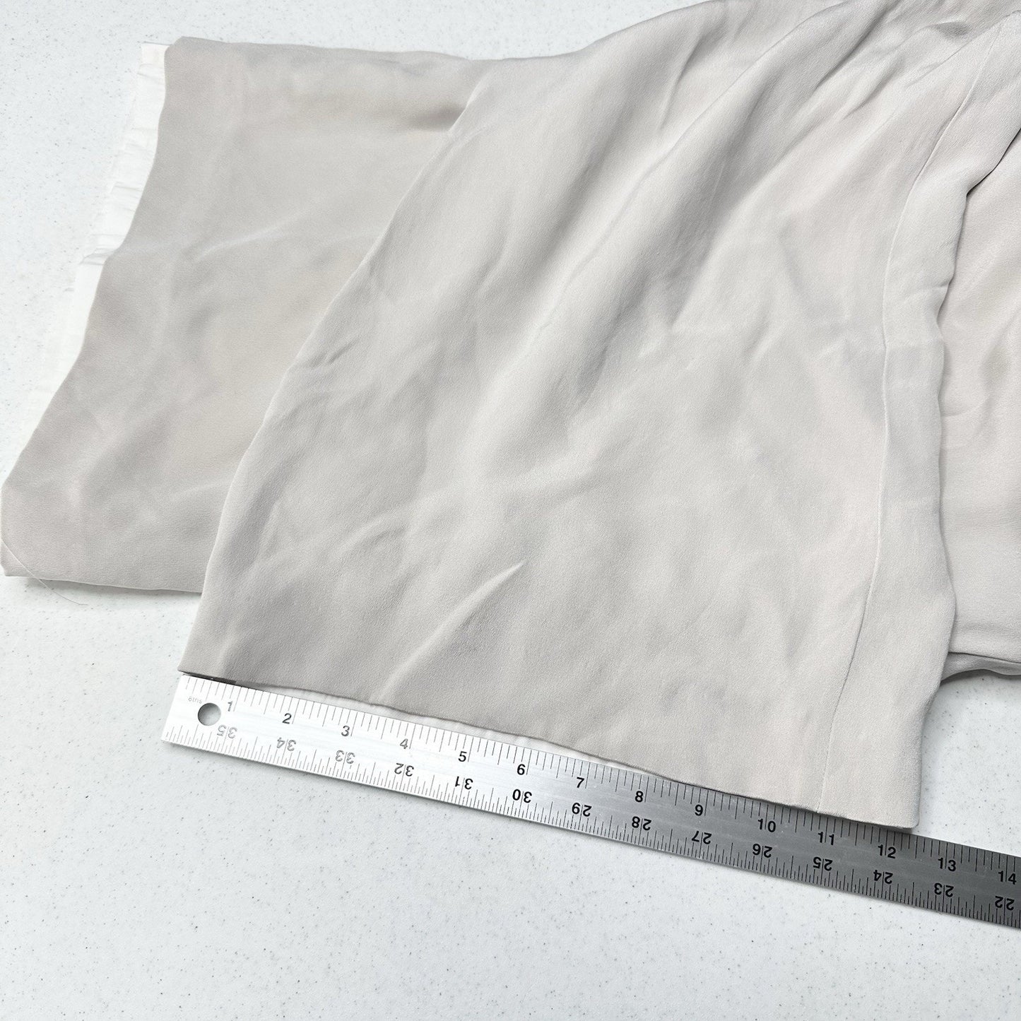 Lafayette 148 Pants Women 12 Petite Silk Wide Leg Light Gray Lined Coastal *Flaw