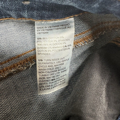 Chicos Jeans 1.5 Petite US 10 Define Me Flare Blue Denim Distress Western Cowboy