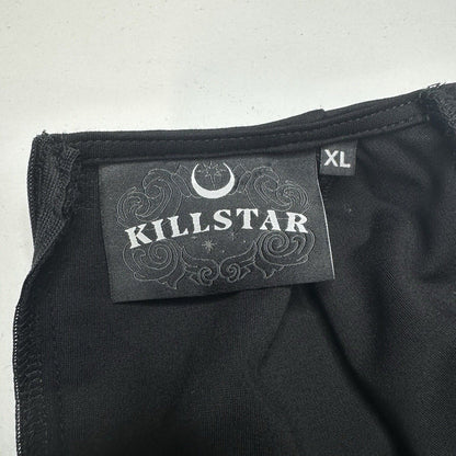 Killstar Dress Womens XL Black Lace Up Front Eyelets Gothic Witch Punk Rave EUC