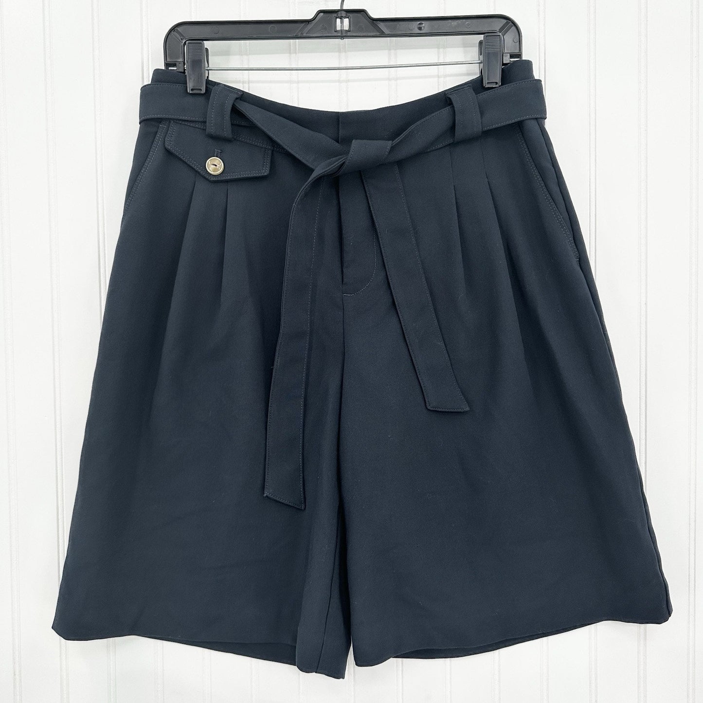 Maeve Shorts Womens 8 Pleated Bermuda Trouser Short Belted Navy Old Money EUC