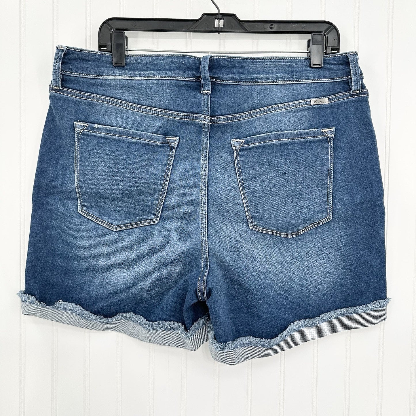 Kancan Shorts Womens 16W Cuffed Blue Denim Jean 4" Stretch Comfort Fringe EUC