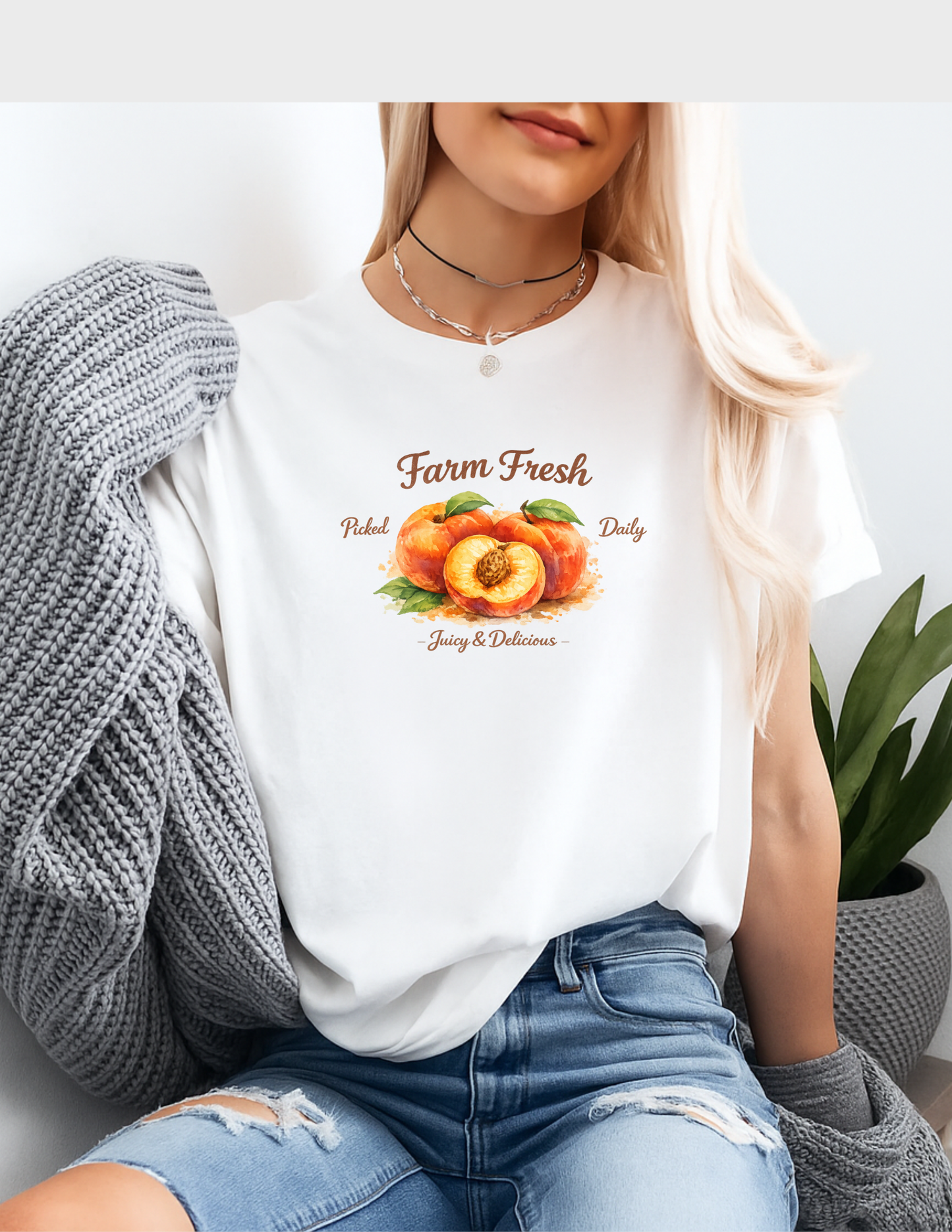 Watercolor Peaches Graphic Tee T-shirt or Sweatshirt ADULT Unisex Hoodie / Crewneck Farm Fresh Food Market Fruit