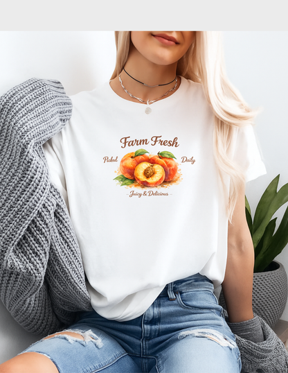 Watercolor Peaches Graphic Tee T-shirt or Sweatshirt ADULT Unisex Hoodie / Crewneck Farm Fresh Food Market Fruit